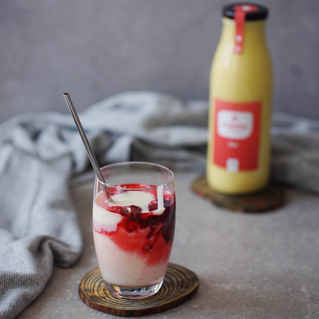 Himbeer-Joghurt-Shake mit Eierlikör